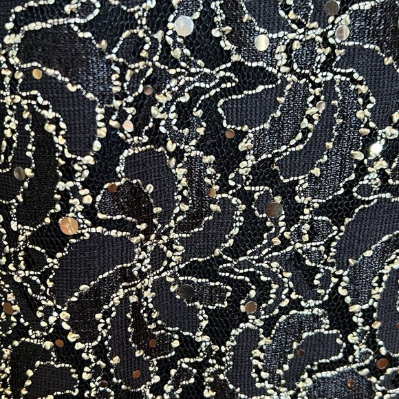 VTG Connected Apparel Women's Dress Size 6 Black Gold Midi Sheath Stretch - Picture 3 of 16